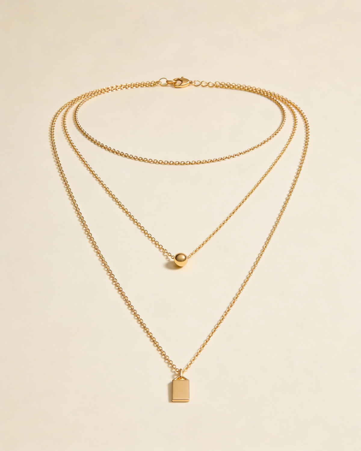 Three-layer gold chain necklace